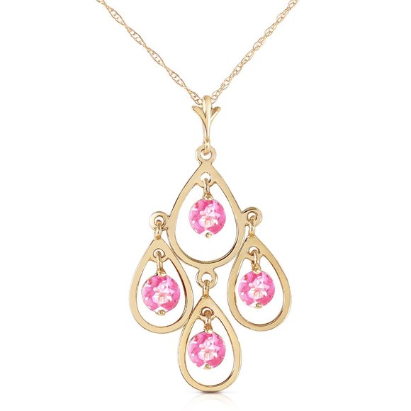 Galaxy Gold Products Jewelry - 14K. SOLID GOLD NECKLACE WITH NATURAL PINK TOPAZ